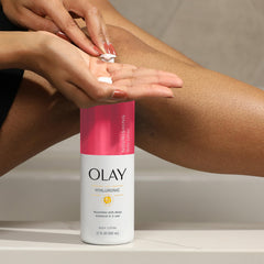 Close-up of lotion texture swirl from Olay for smooth feel