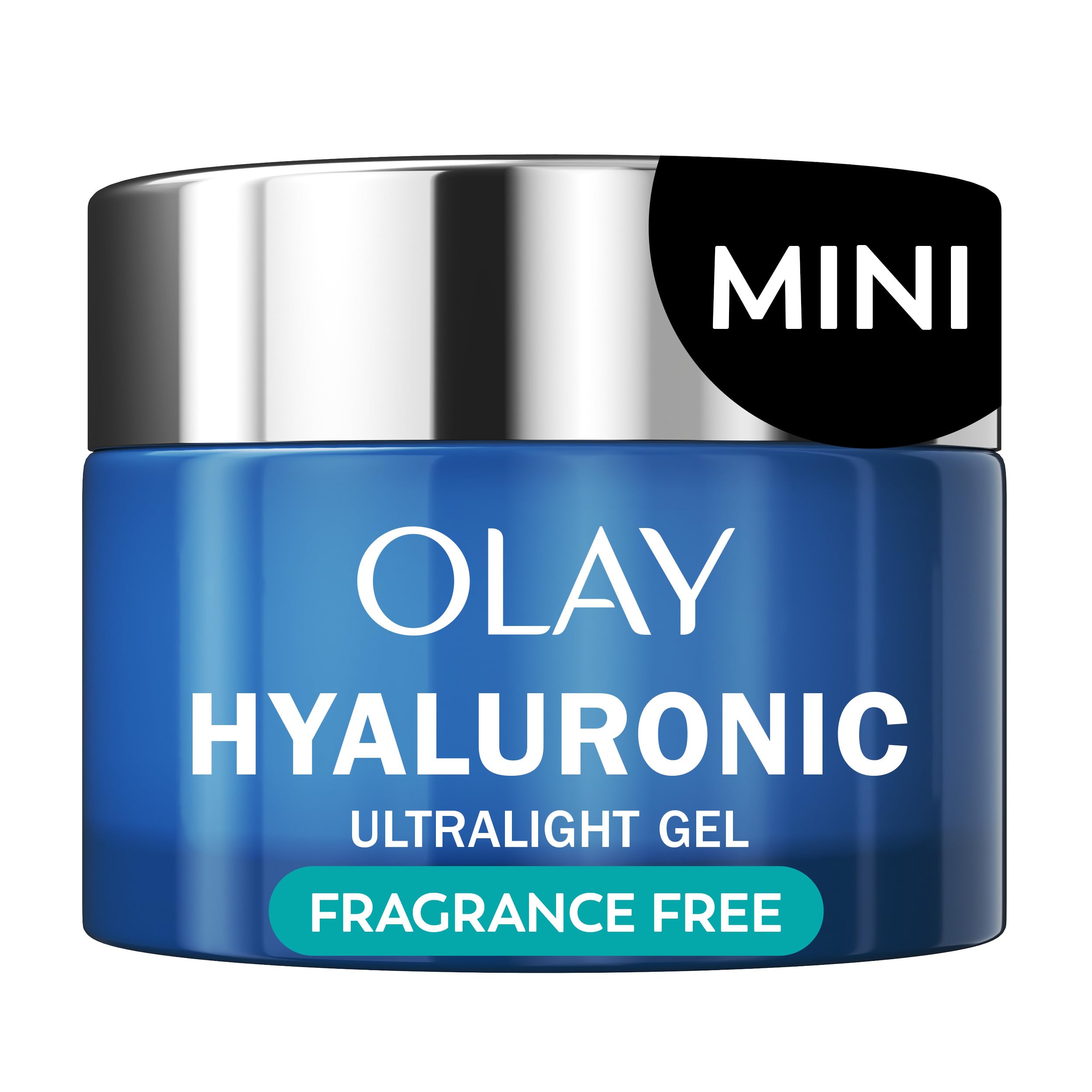 Olay Regenerist Hyaluronic Peptide 24 gel in travel-size jar for on-the-go hydration.