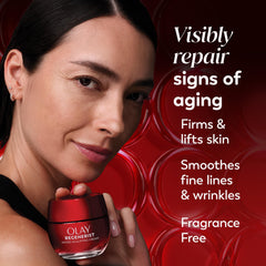 Olay Regenerist ingredient visual highlighting peptides and collagen for firmer skin