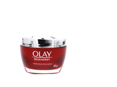 OLAY Regenerist jar on bathroom shelf ready for daily skincare