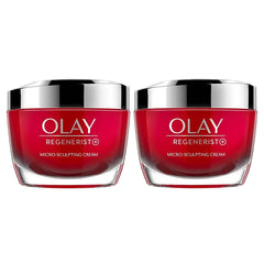 Olay Regenerist pack of 2 cream jars front view highlighting hydration and nourishment.