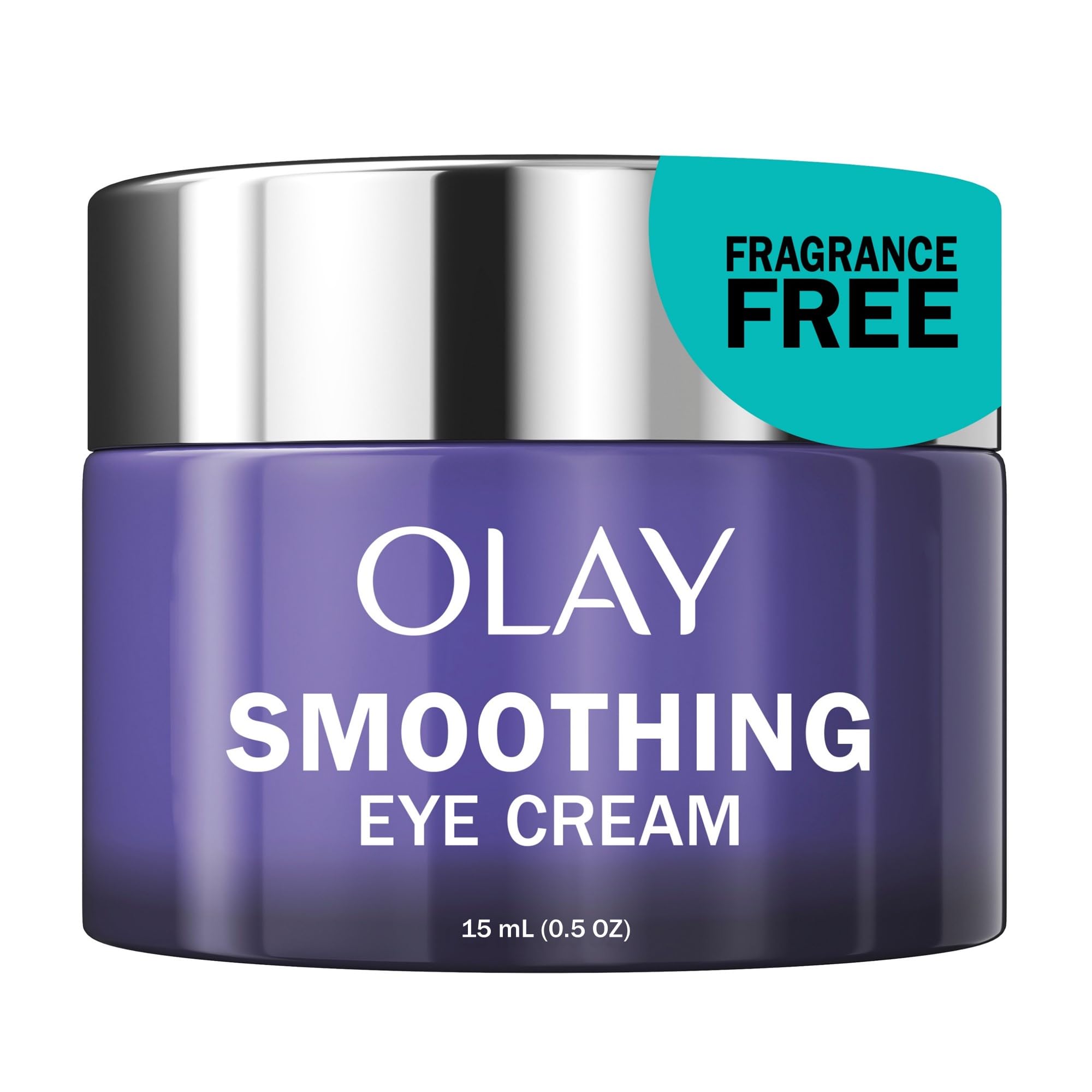 Olay Retinol 24 Eye Cream packaging shows fragrance-free formula and 24-hour hydration.
