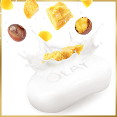 Olay Shea Butter beauty bar closeup shows smooth texture for gentle cleansing.