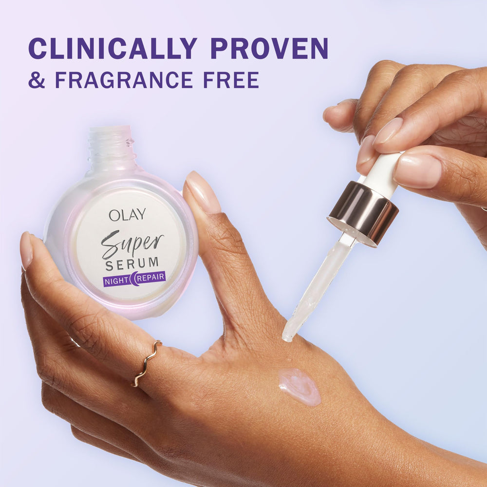 Soft glow on Olay jar evokes calming night-time skincare ritual.