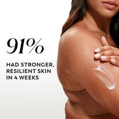Olay lotion texture pouring from pump, shows light cream consistency and fast absorption