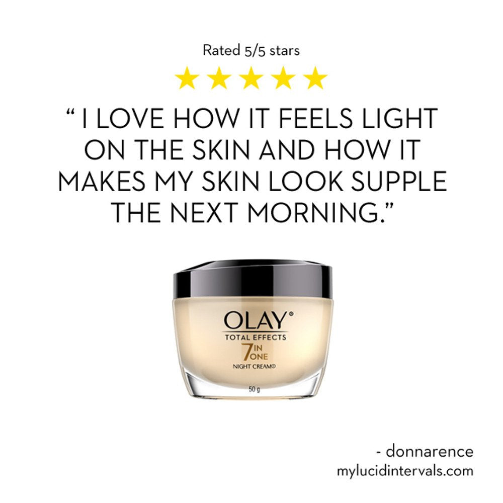 Olay Total Effects night-cream on porcelain skin finish after application