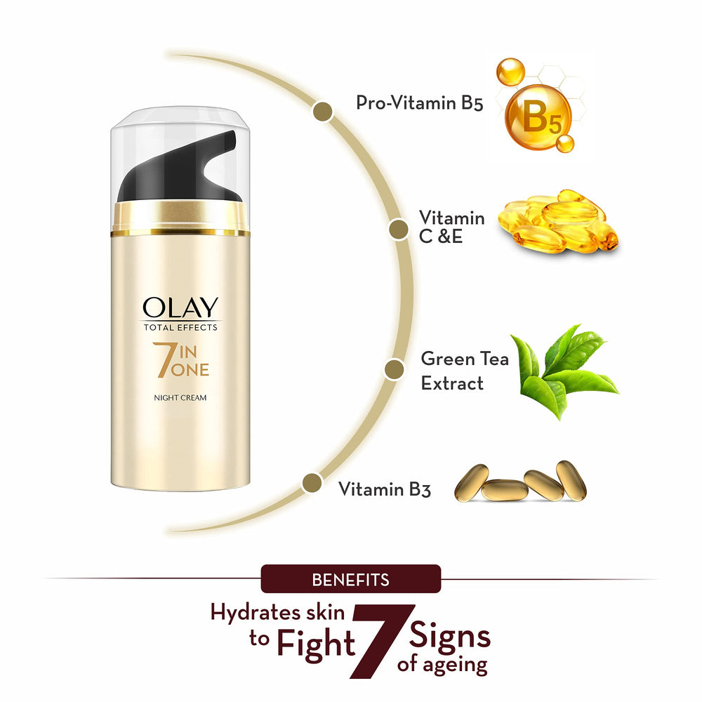 Olay Total Effects night firming cream texture close-up highlights smooth, nourishing moisture for nighttime care