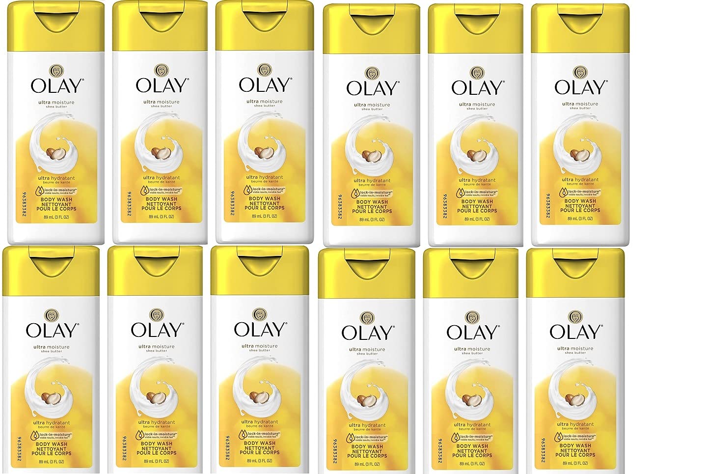 Olay Ultra Moisture body wash bottle-pour for travel-friendly hydration.