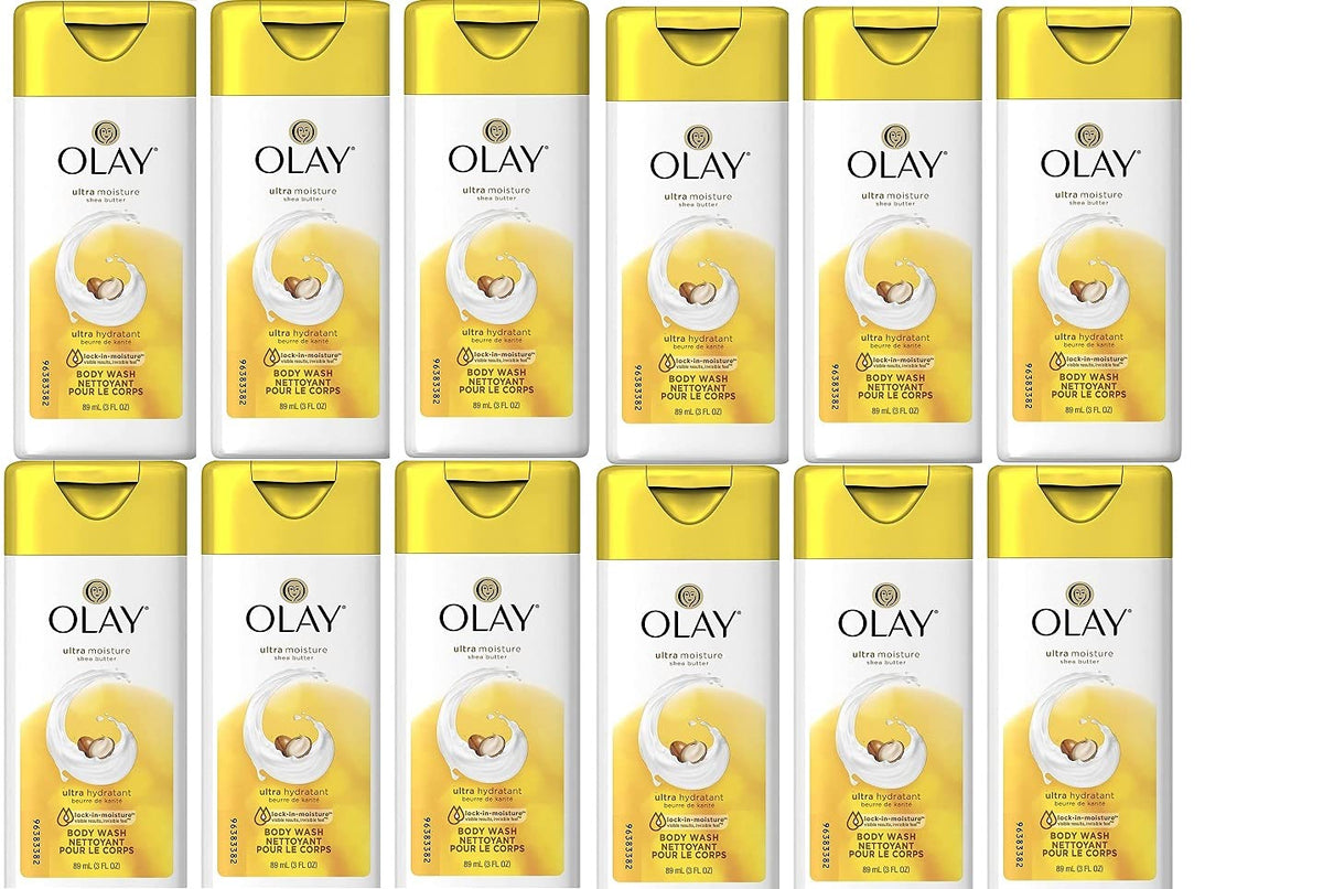 Olay Ultra Moisture body wash bottle-pour for travel-friendly hydration.