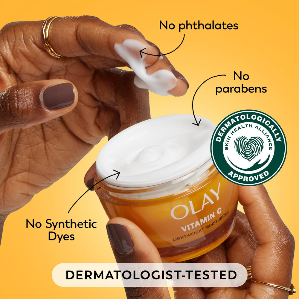 Olay Vitamin C moisturizer packaging highlight travel-friendly 0.5 oz size