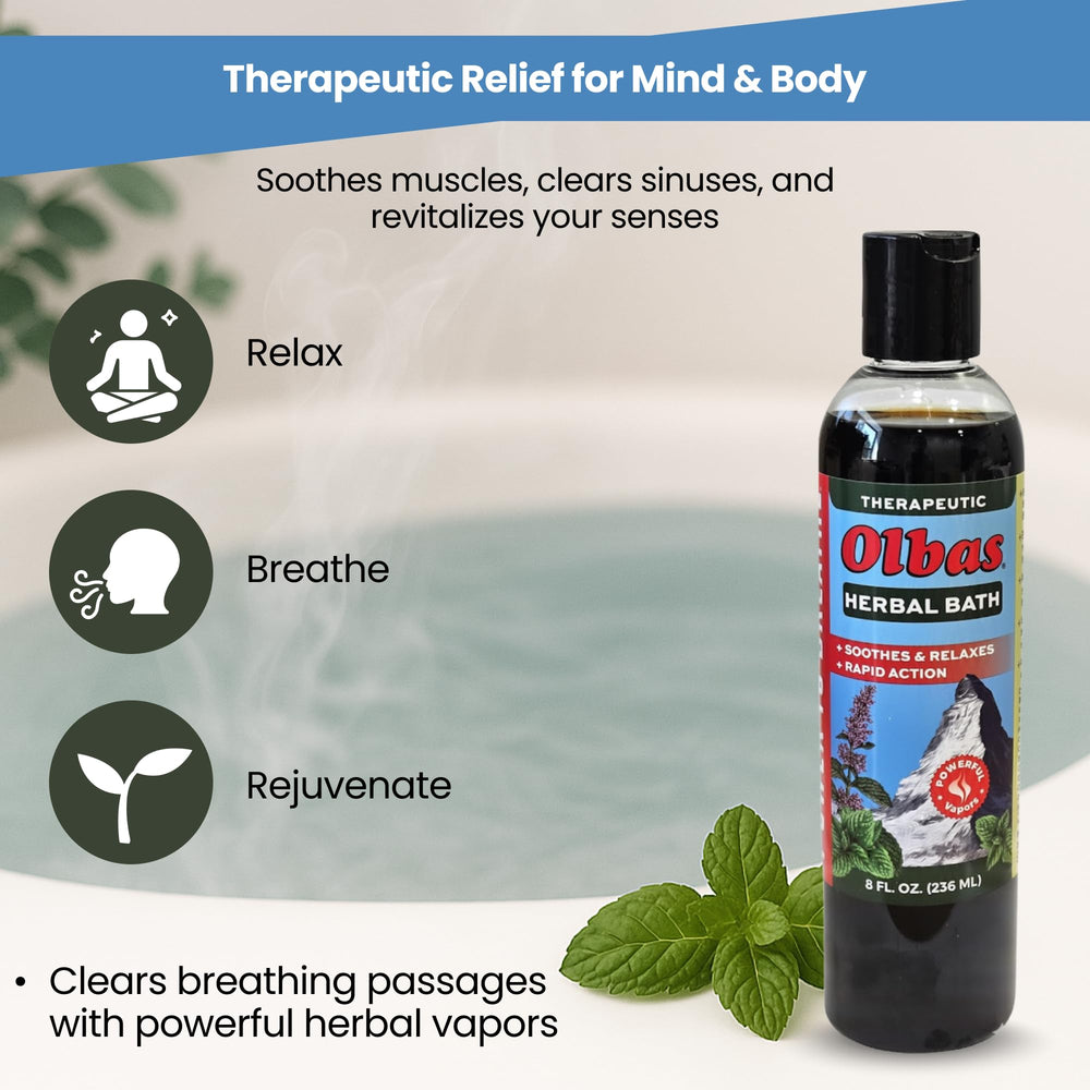 Olbas Aromatic-Swiss-Formula-Bottle showcases premium ingredients for soothing self-care.
