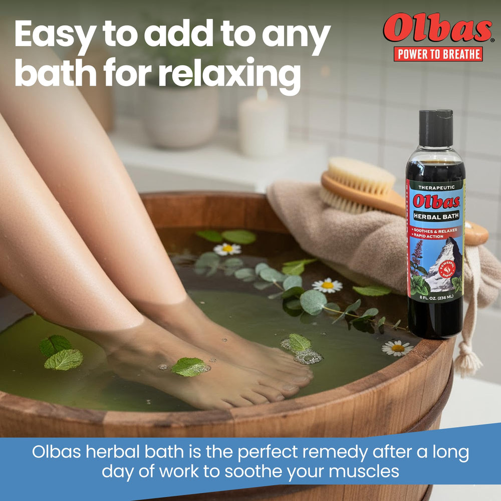 Olbas Foot Spa Soak soothes tired feet after long days.