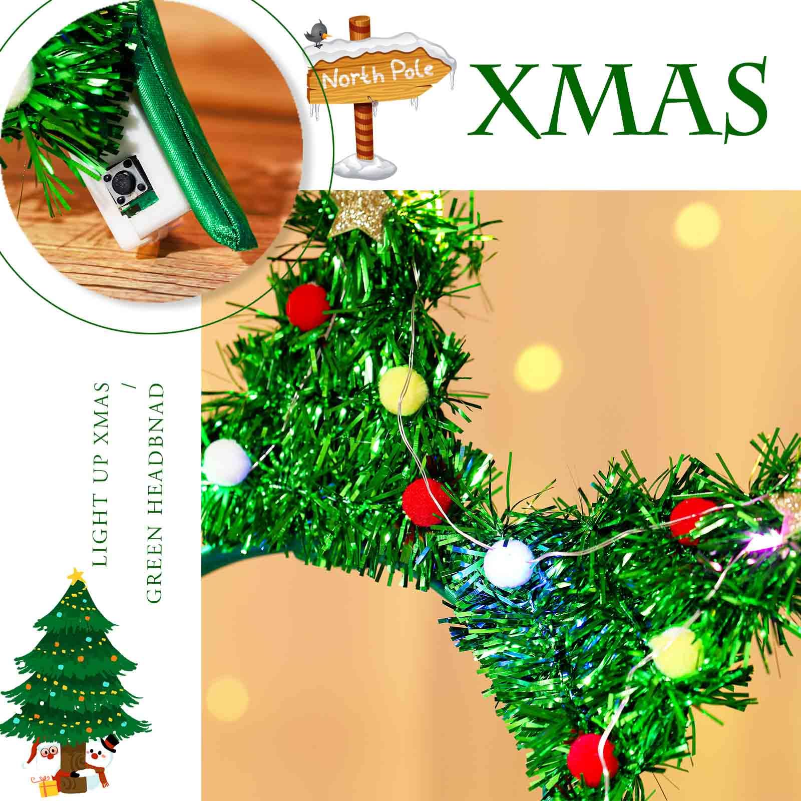 Olbye LED Christmas Tree Headband paired with Christmas outfits for photo-ready looks.