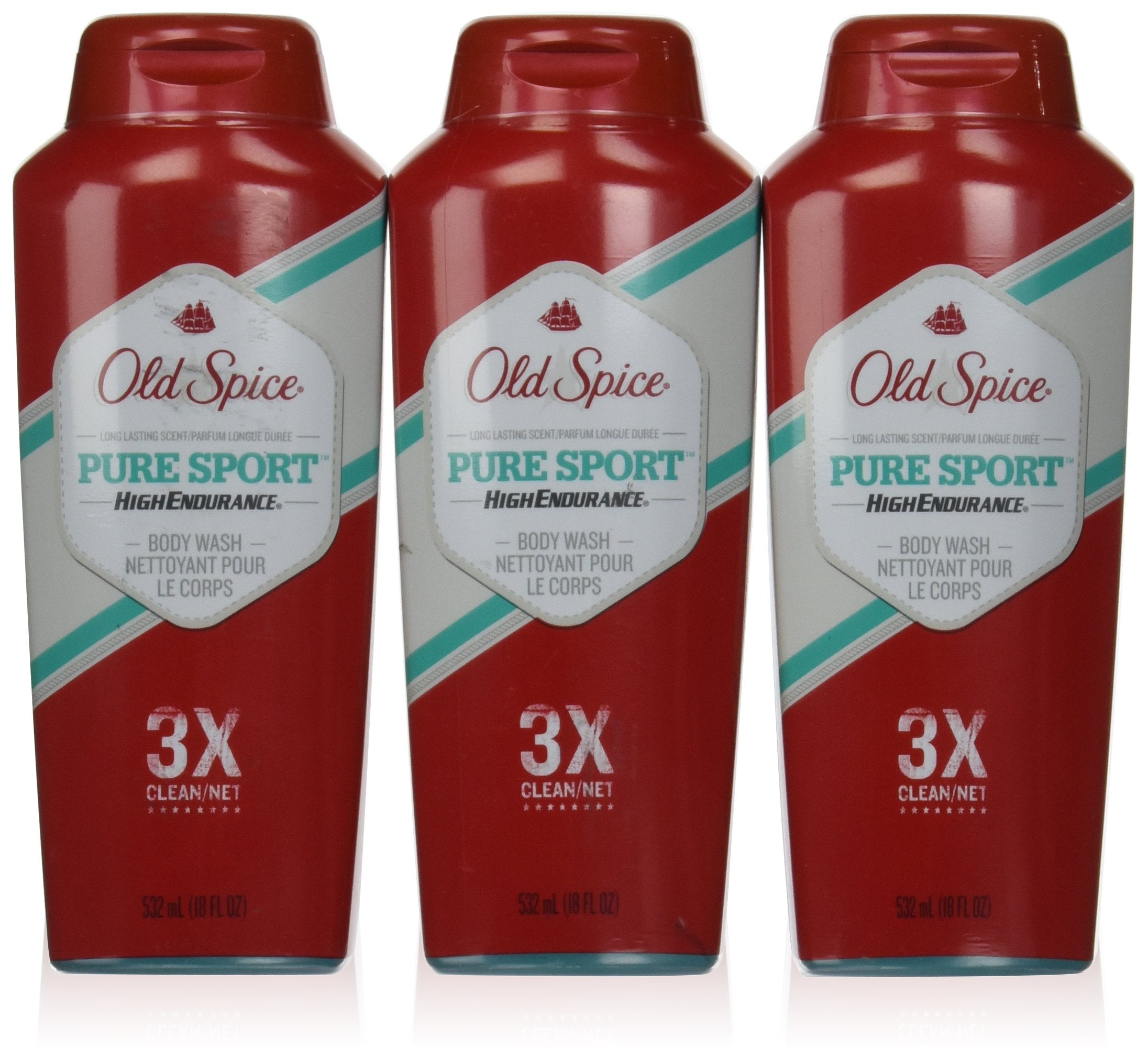 Old Spice 18oz body wash pack3 bottle-front view for a refreshing daily cleanse