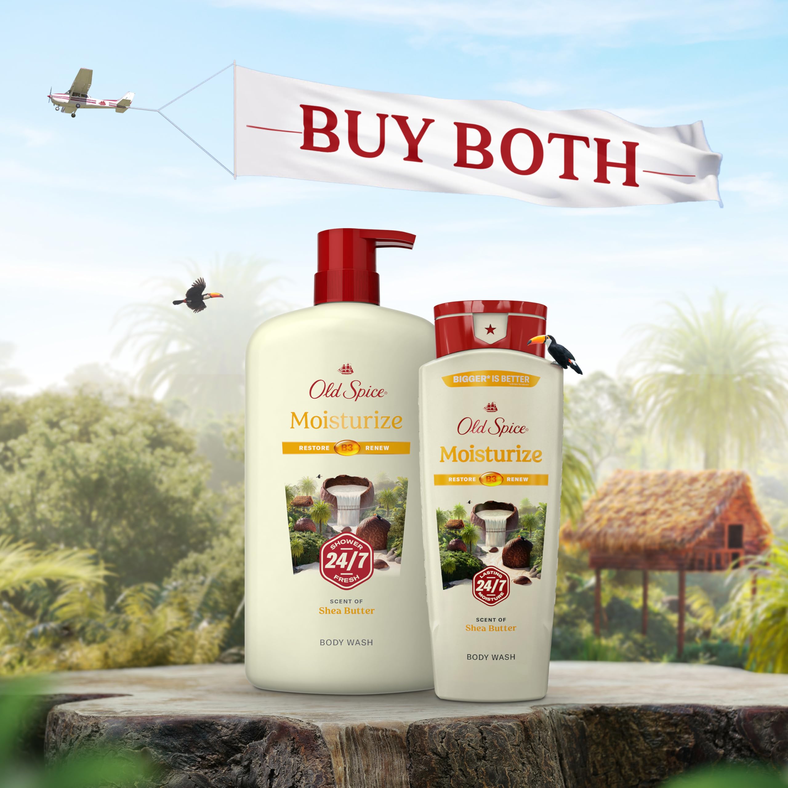 Old Spice 24/7 shower-fresh scent close-up emphasizes lasting fragrance after shower.