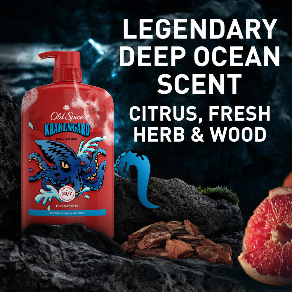 Old Spice 2-in-1 Body Face Wash simplifies daily cleansing.