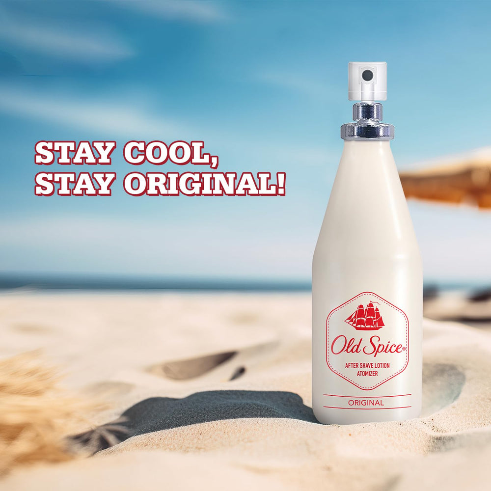 Old Spice original atomizer cap close-up showing classic packaging for confident grooming