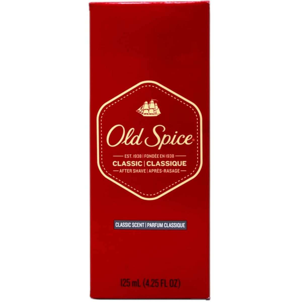 Old Spice Classic after shave bottle close-up for a confident morning ritual
