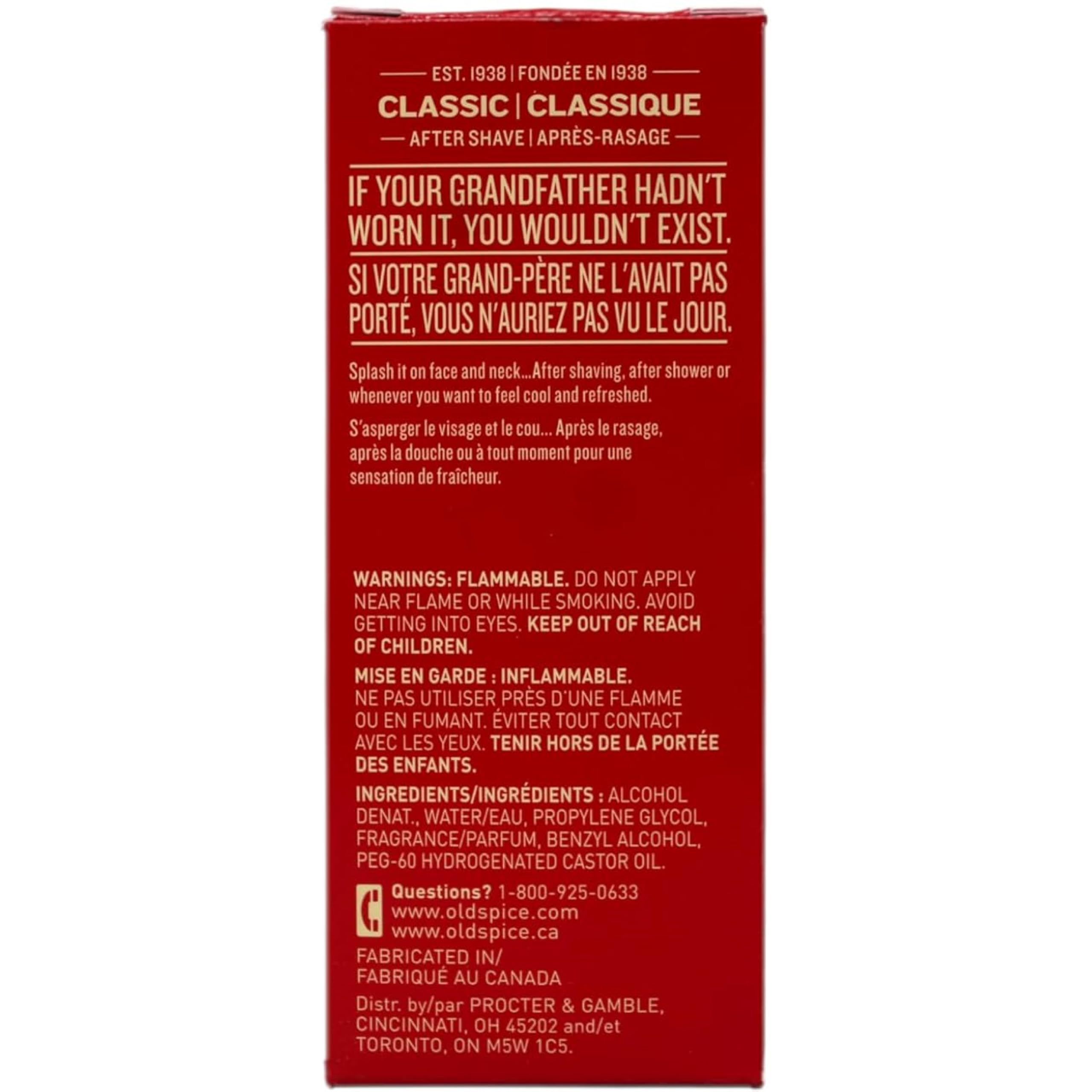Three-pack Old Spice Classic after shave on display for daily grooming