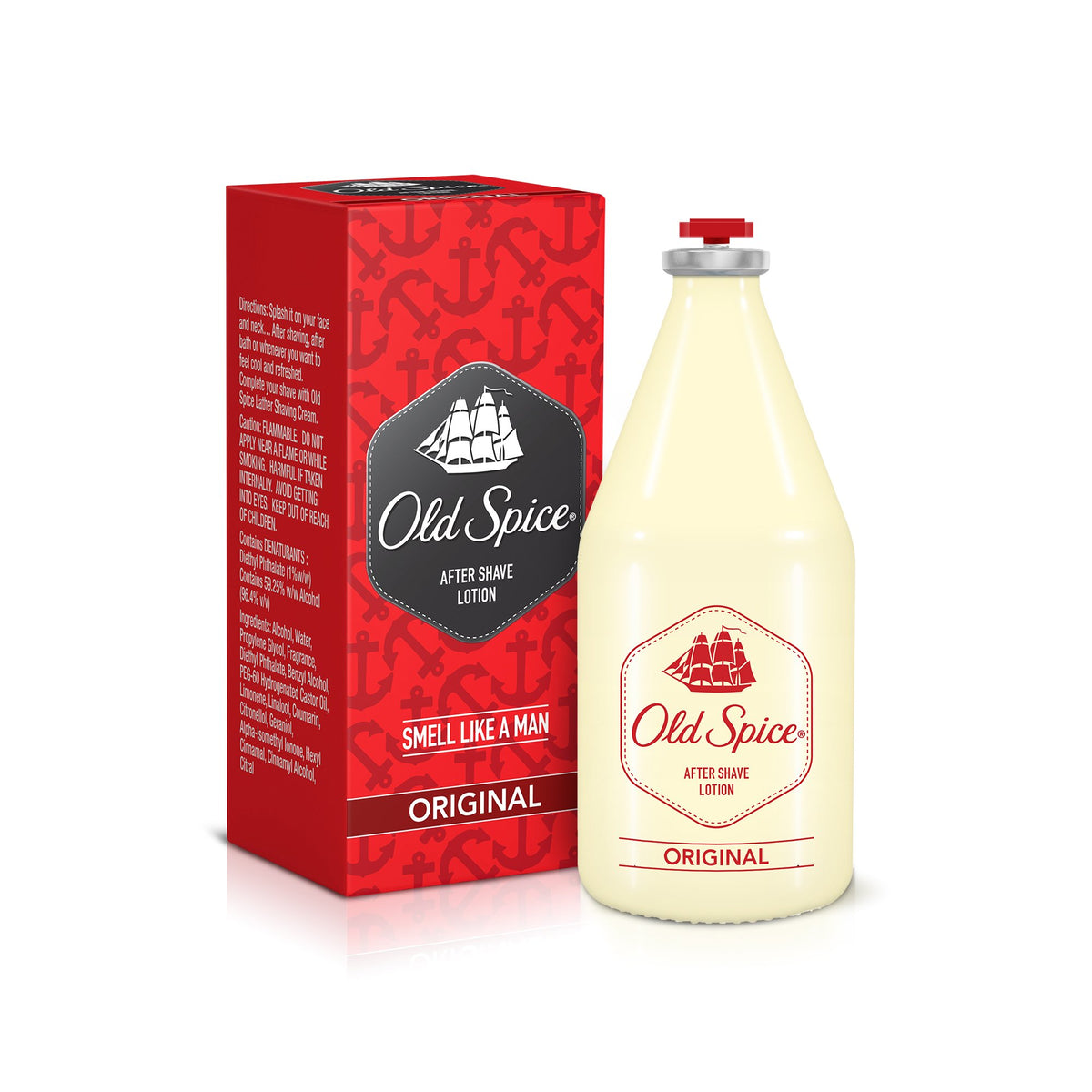 Old Spice After Shave Original bottle emphasizes refreshing post-shave ritual.