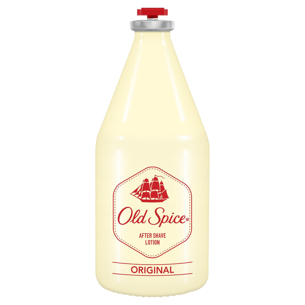Old Spice After Shave Original close-up highlights the masculine aroma and finish.