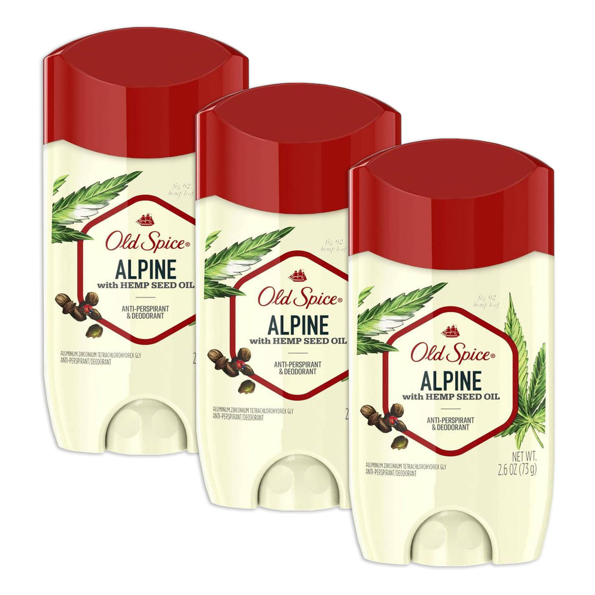 Old Spice Alpine pack-of-3 front view for reliable daily protection.
