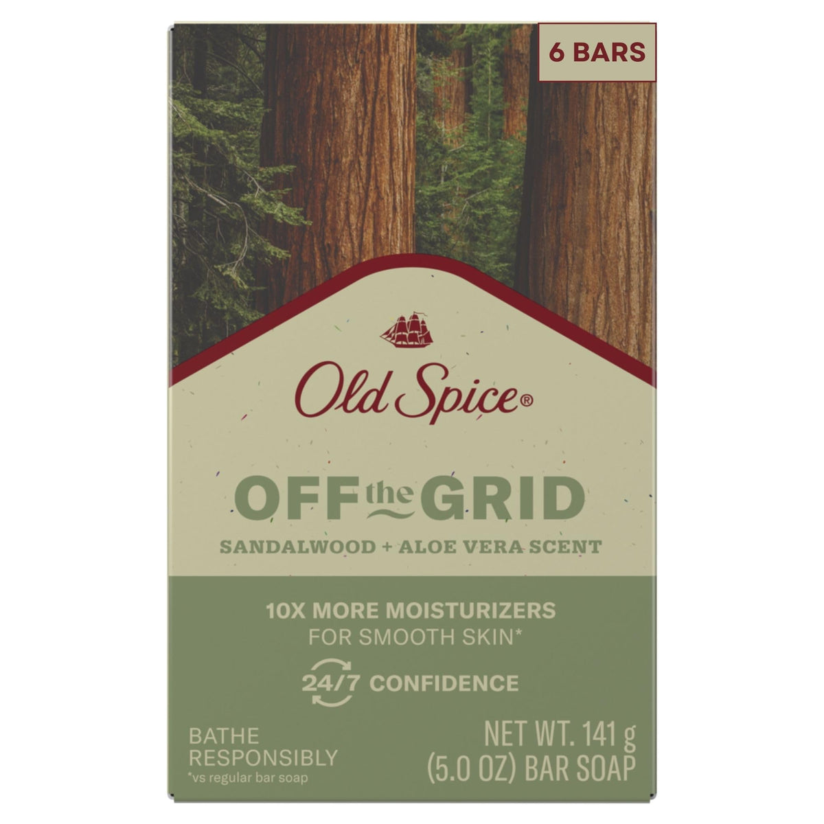Old Spice Off the Grid sandalwood aloe vera pack6 bars for daily smoothing