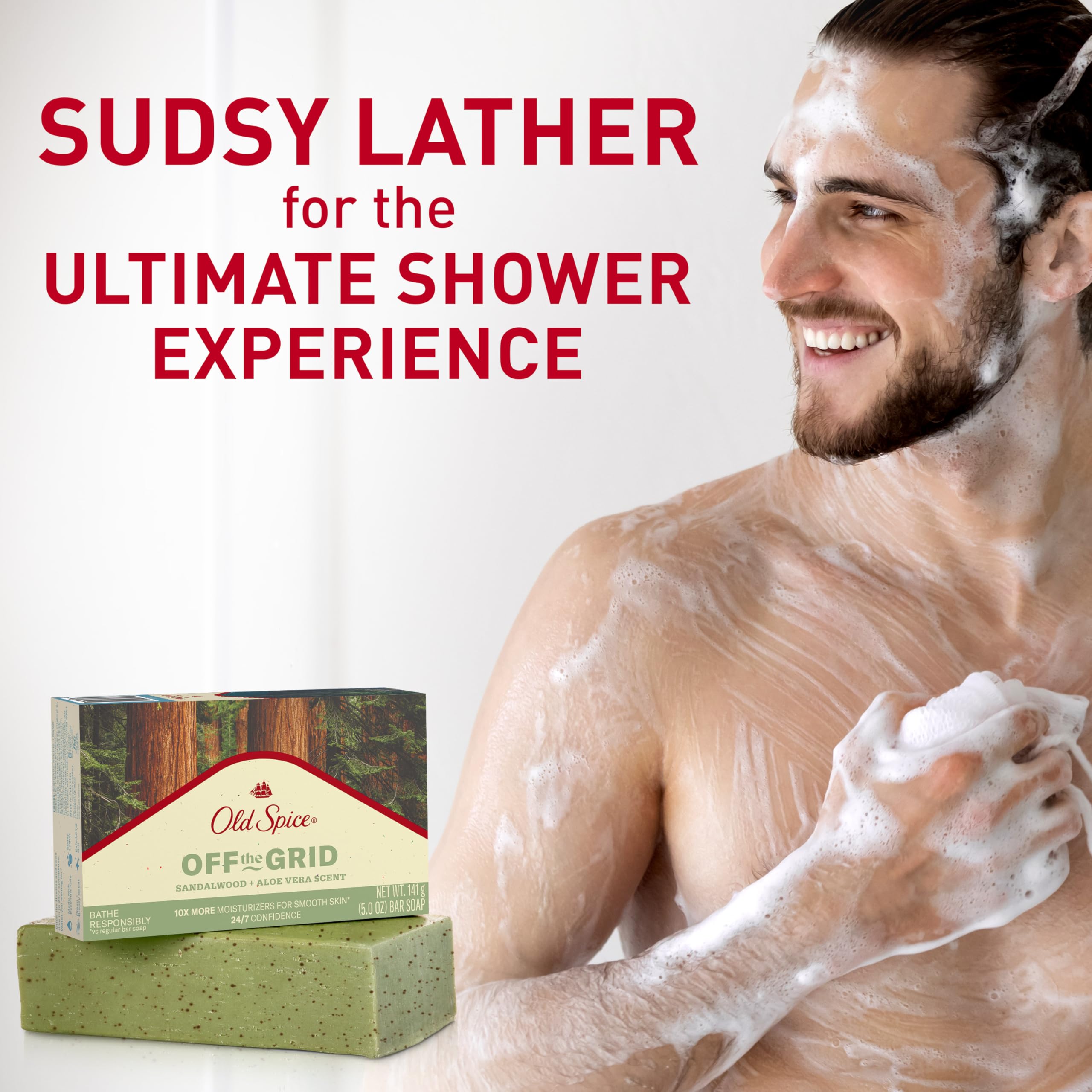 Old Spice Off the Grid sandalwood aroma woodsy scent for shower ritual