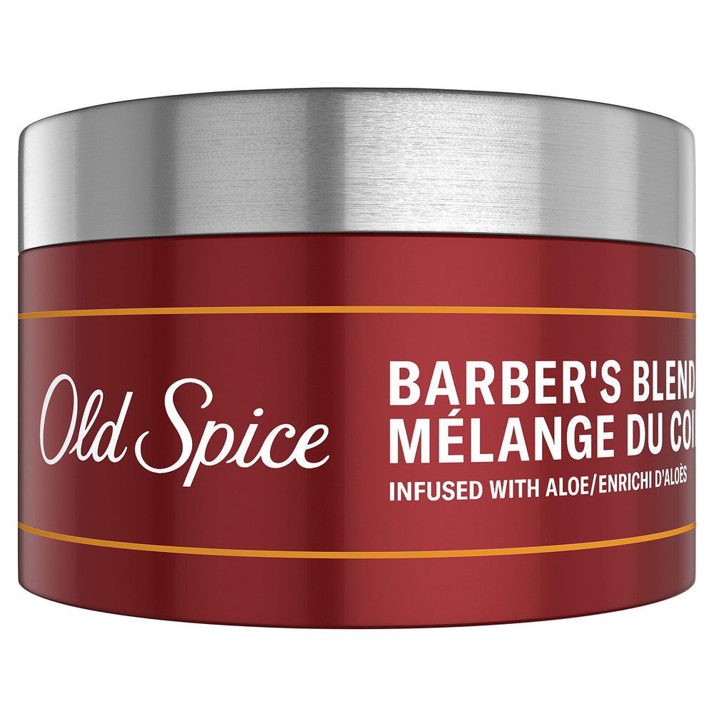 Old Spice Barber's Blend Putty matte-finish styling on hair for natural look.