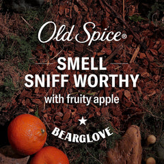 Old Spice Bearglove deodorant stick close-up highlights aluminum-free formula.
