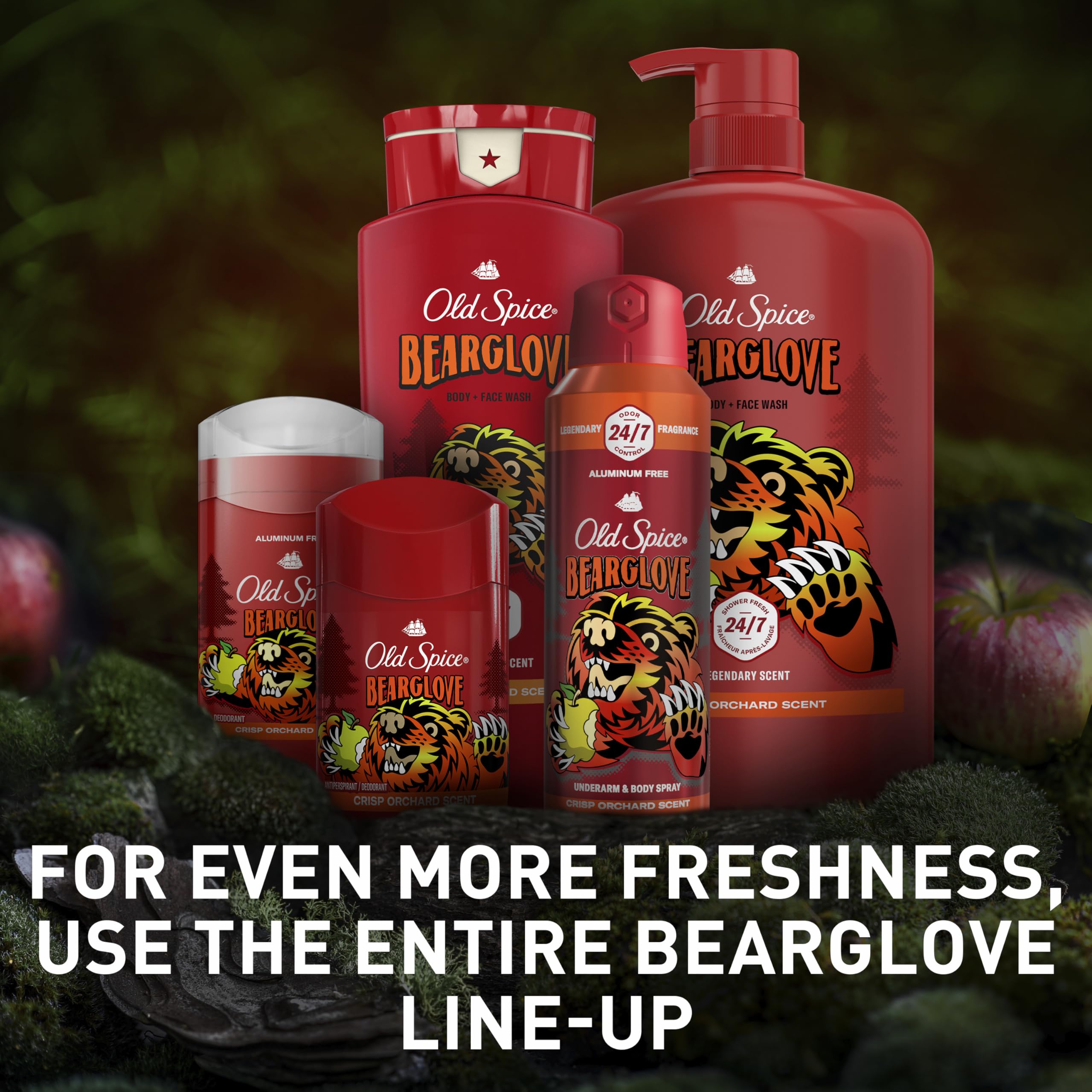 Old Spice Bearglove nourishes skin while washing away dirt and sweat.