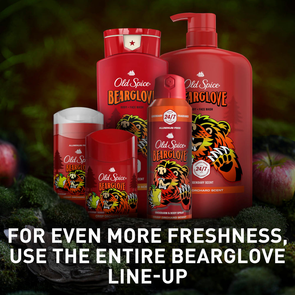 Old Spice Bearglove nourishes skin while washing away dirt and sweat.