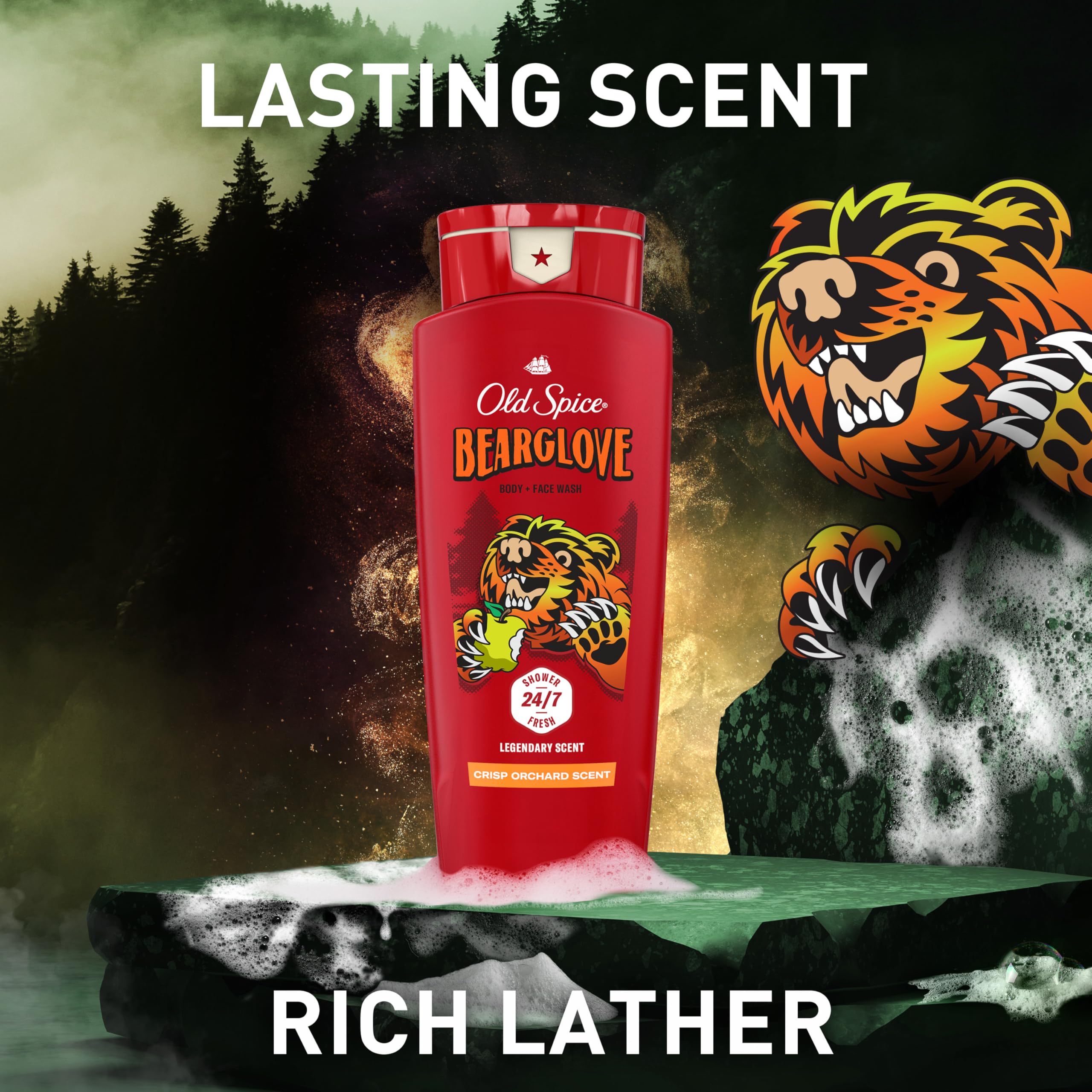 Old Spice Bearglove pack of four bottles for consistent routine.