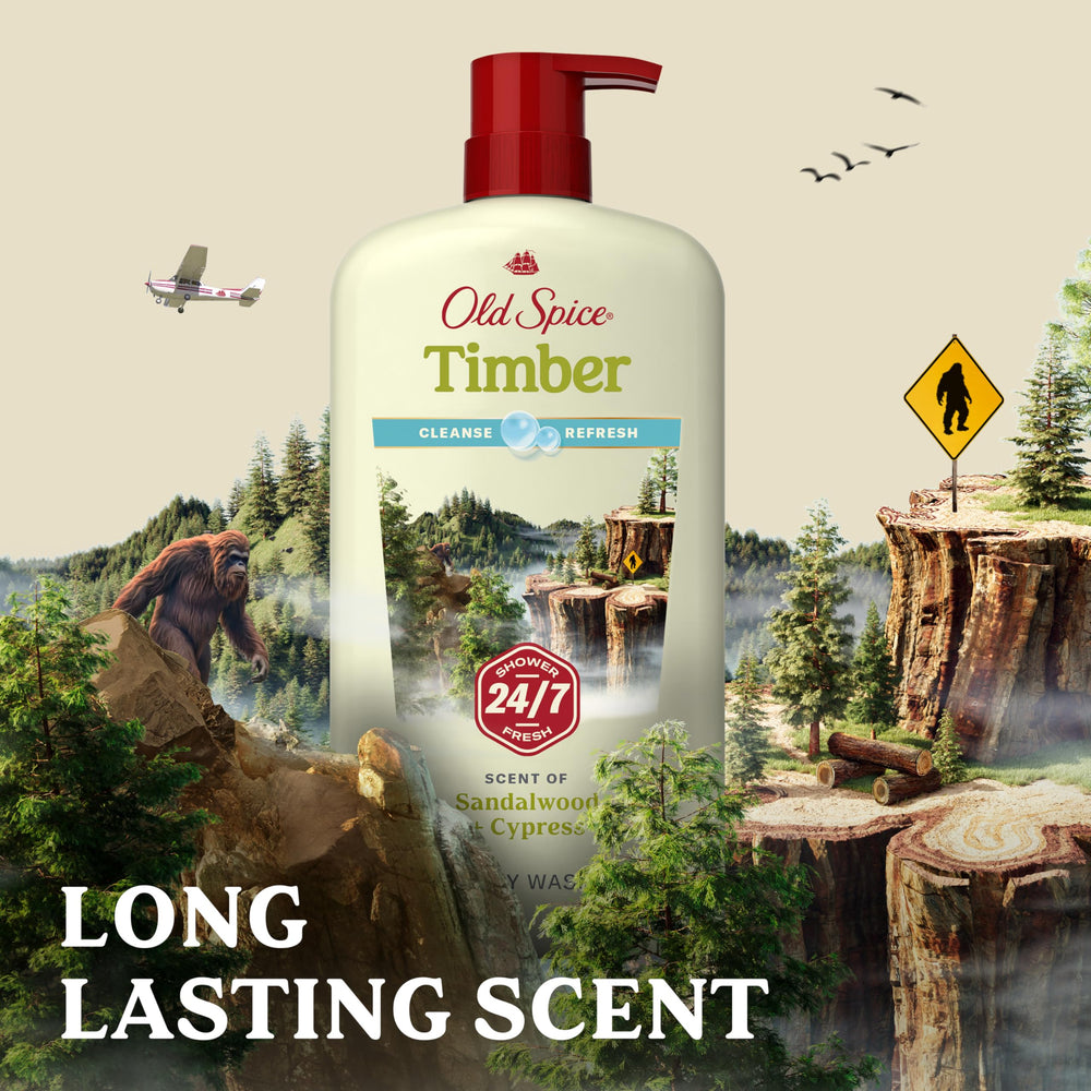 Old Spice vitamin B3 ingredient closeup as a skin-friendly boost mention