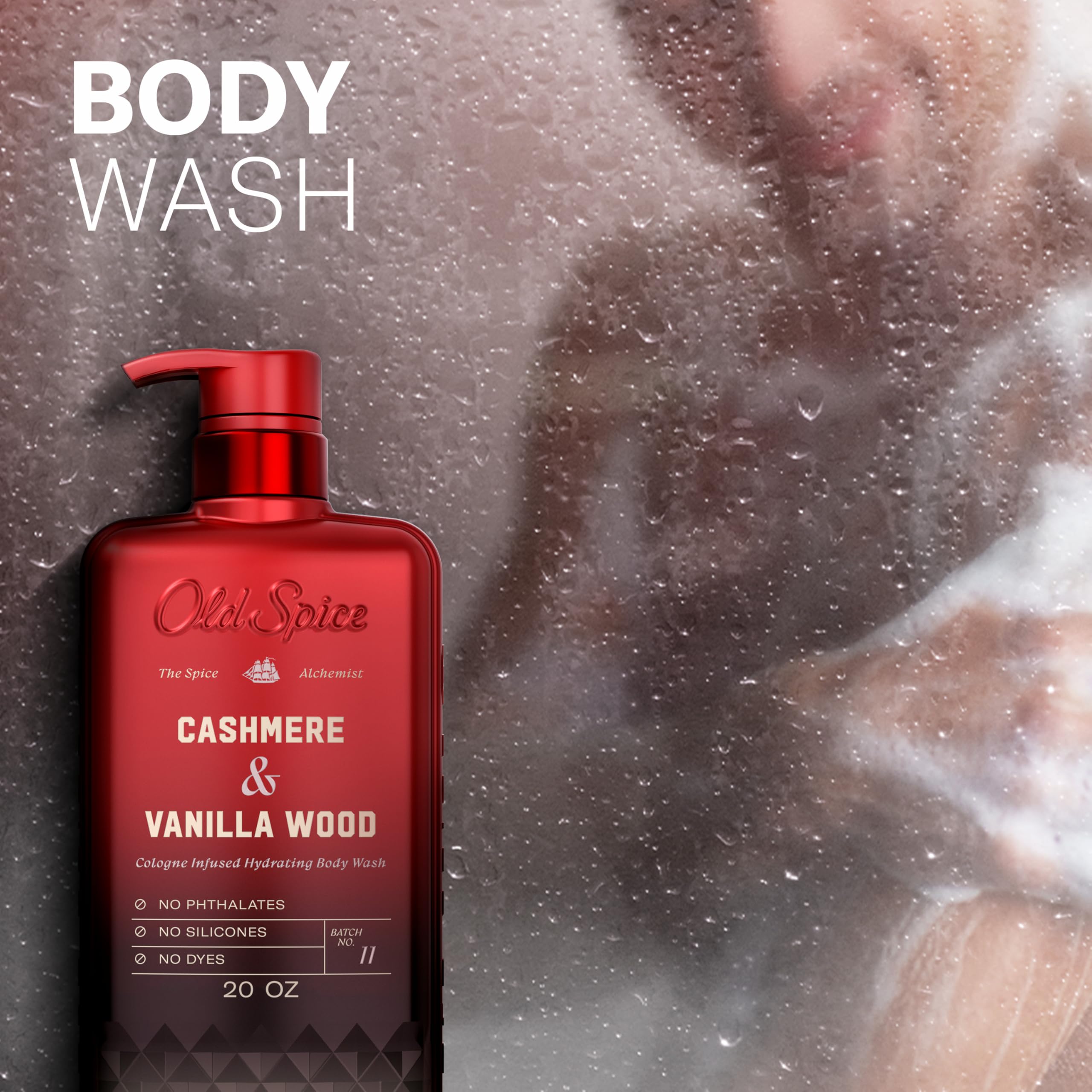 Label closeup of Old Spice The Spice Alchemist Collection emphasizing signature scent