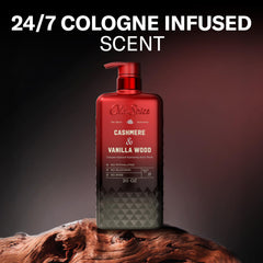 Old Spice body wash pouring texture highlighting rich lather and smooth cleansing