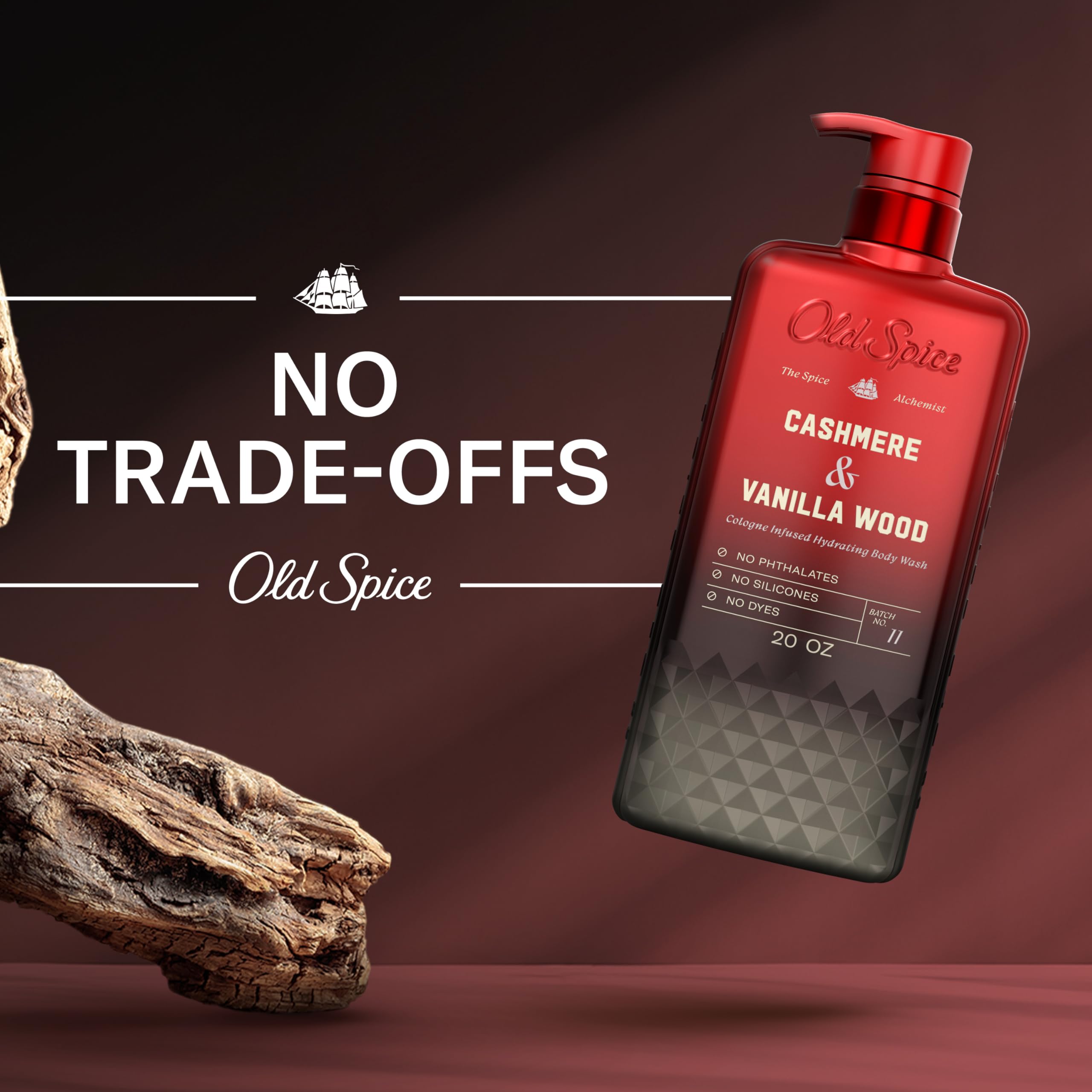 Old Spice 20 fl oz next to common items to show practical size and portability