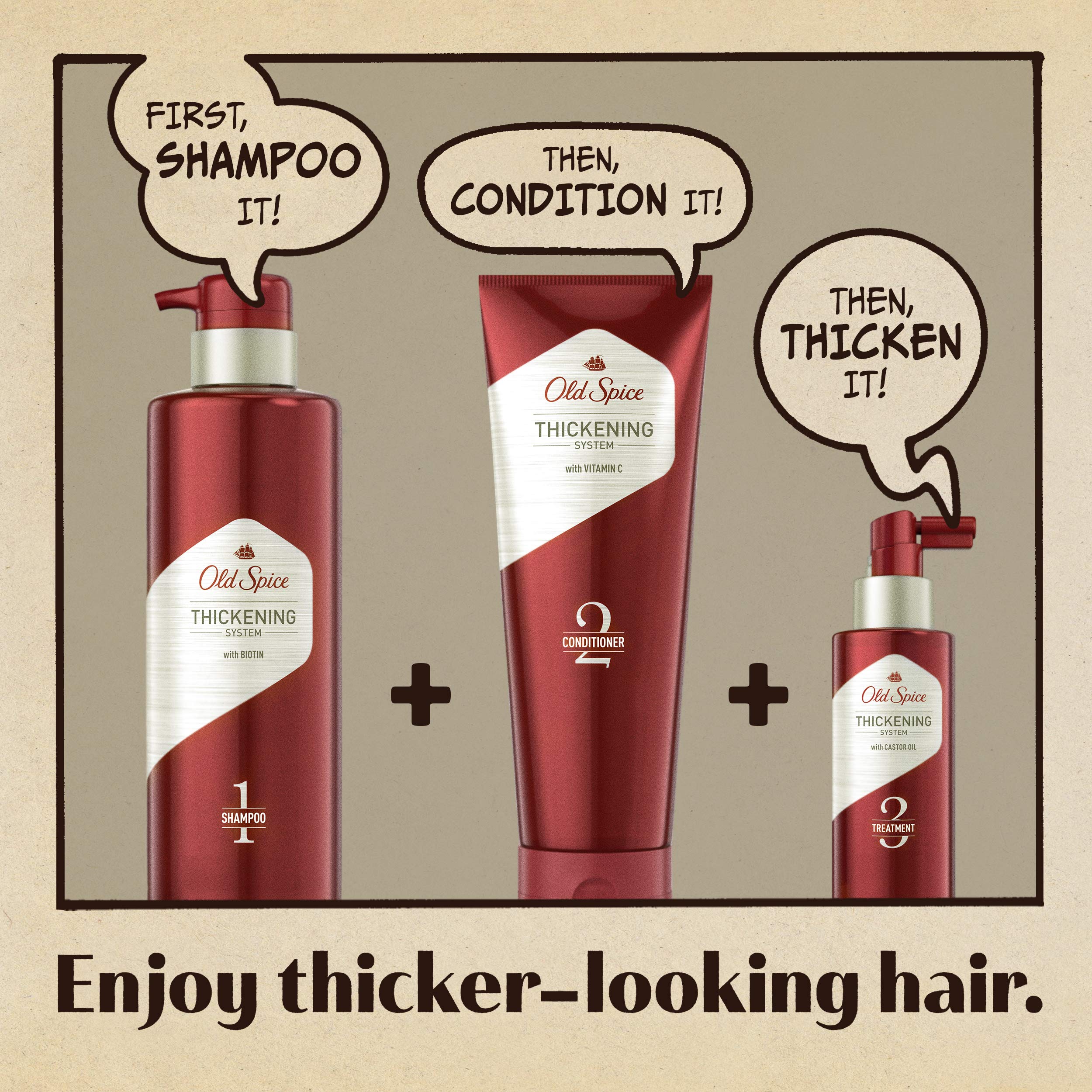 Old Spice castor oil-infused bottle highlights nourishing formula for thicker appearance