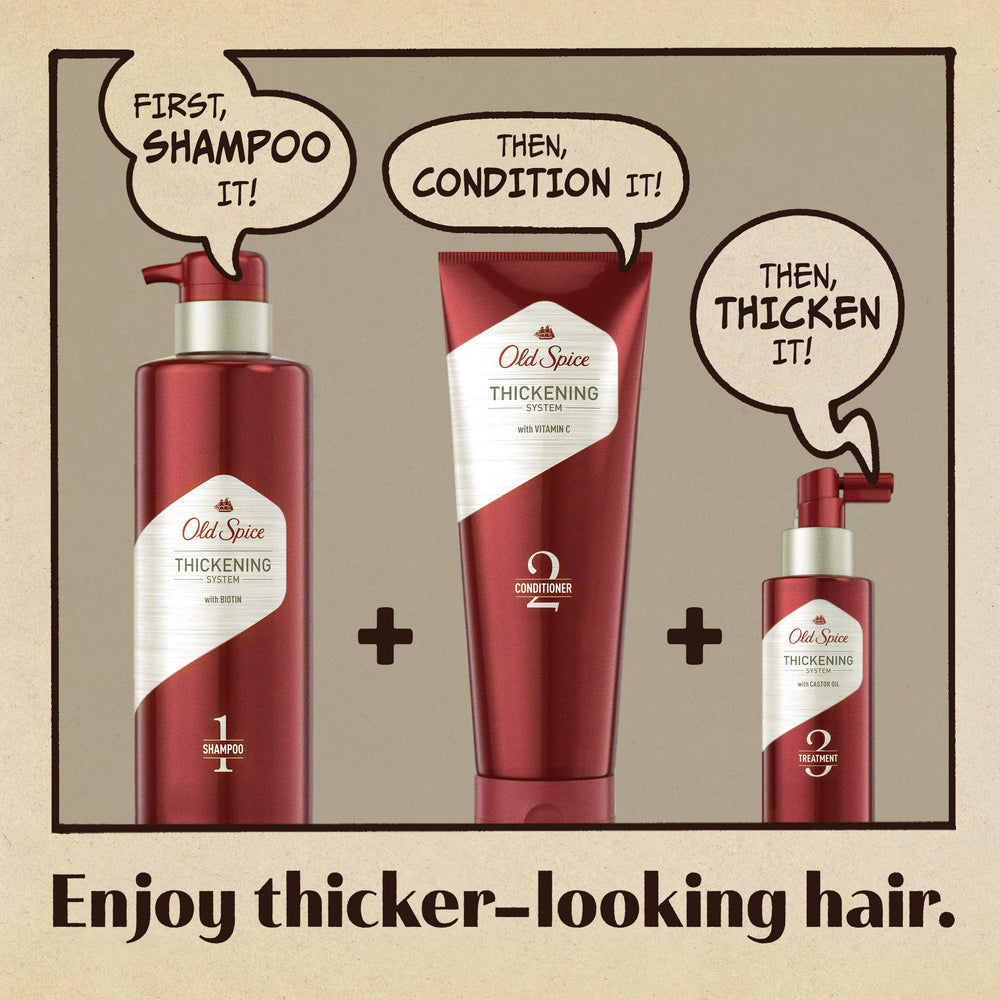 Old Spice castor oil-infused bottle highlights nourishing formula for thicker appearance