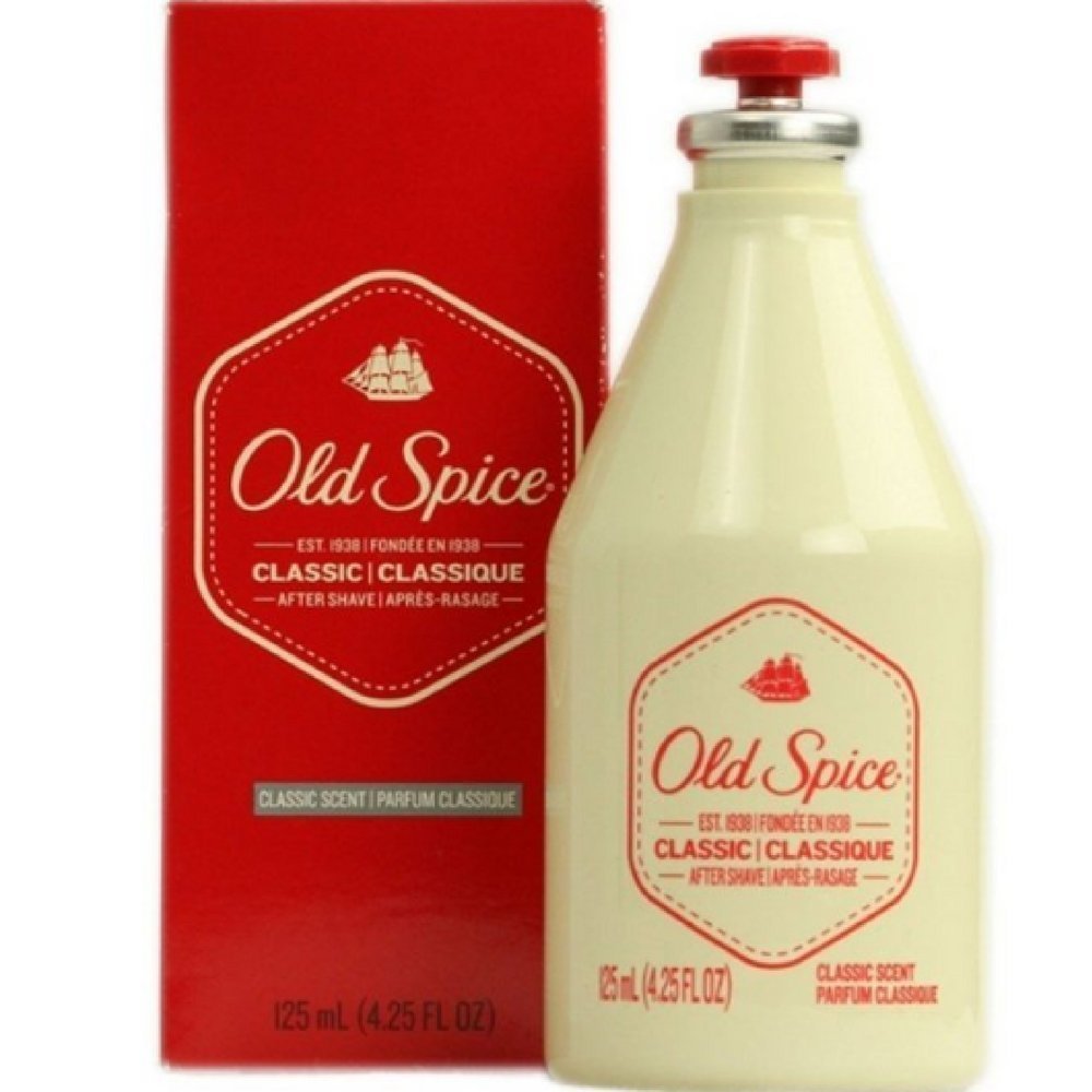 Old Spice Classic After Shave bottle highlights the timeless scent for daily grooming and skin refreshment