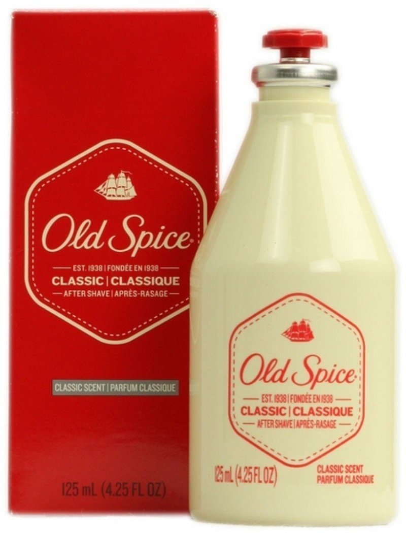 Old Spice Classic after shave bottle front view for refreshing post-shave skin comfort.