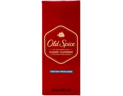 Old Spice Classic after shave splash in hand ready to soothe skin