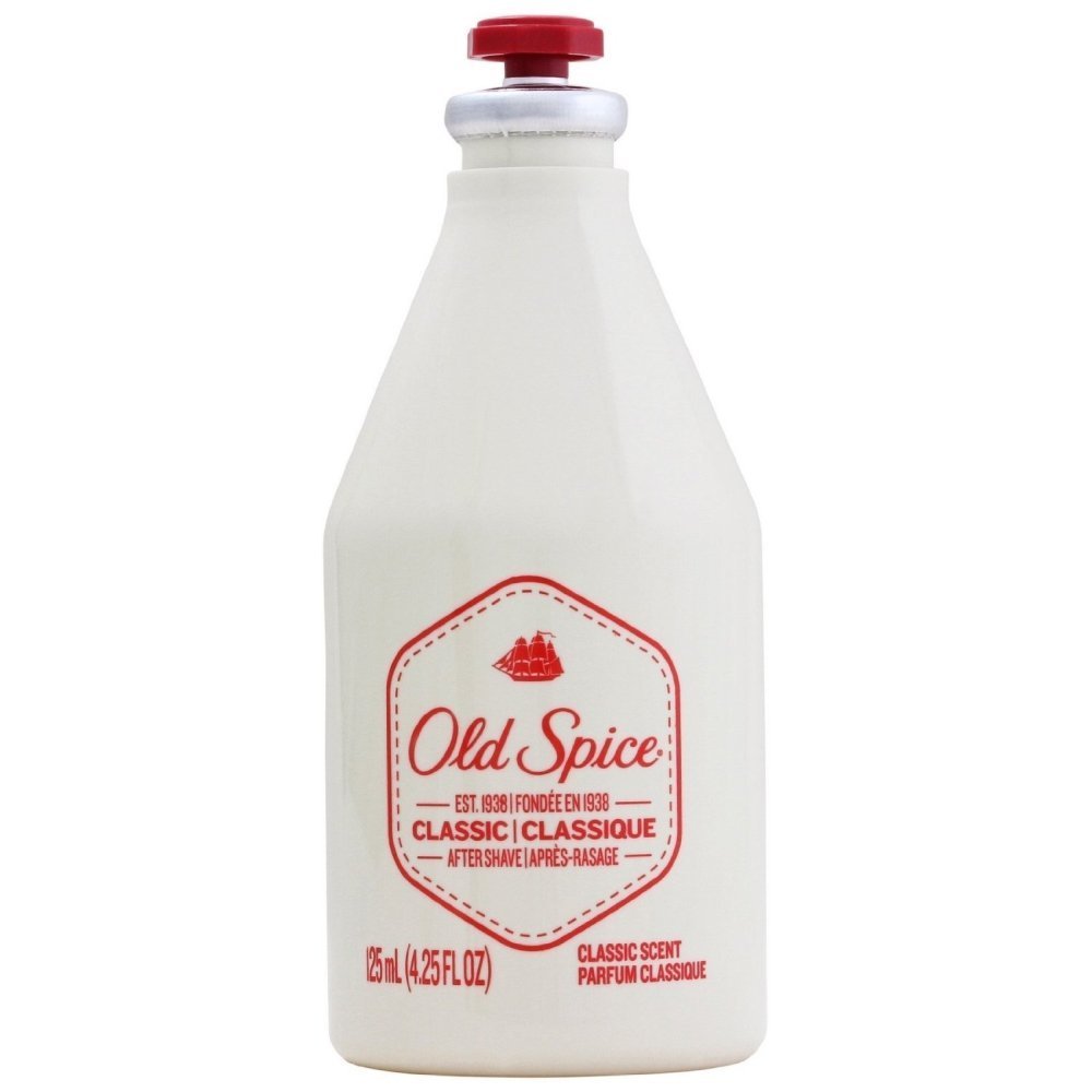 Old Spice Classic after shave splash-on application demonstrates quick, splash-friendly post-shave routine.