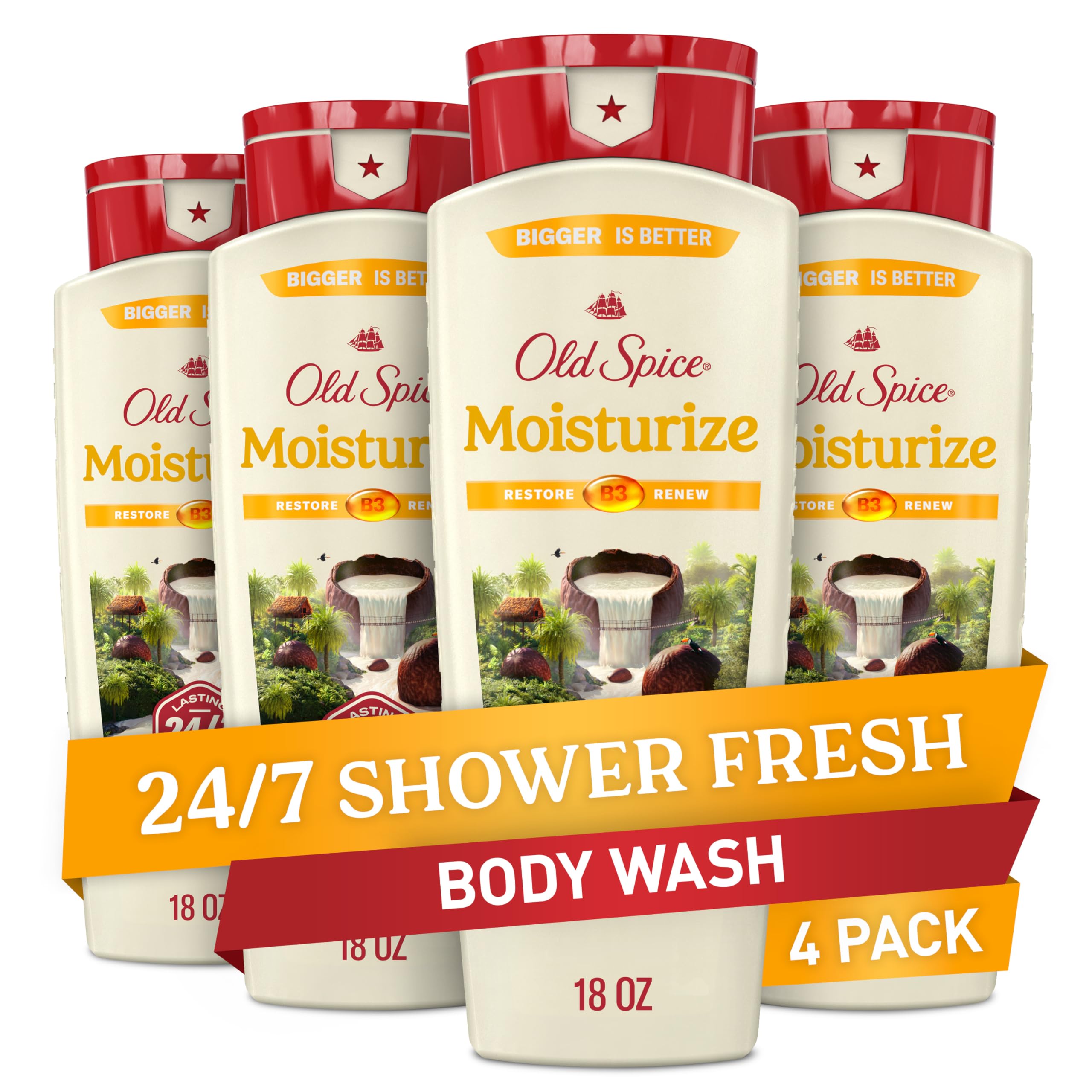 Old Spice cleansing body wash for men bottle front showing 24/7 freshness for daily showers.