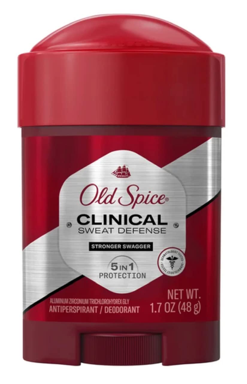 Old Spice Clinical Sweat Defense stick application demonstrates easy glide for quick protection.