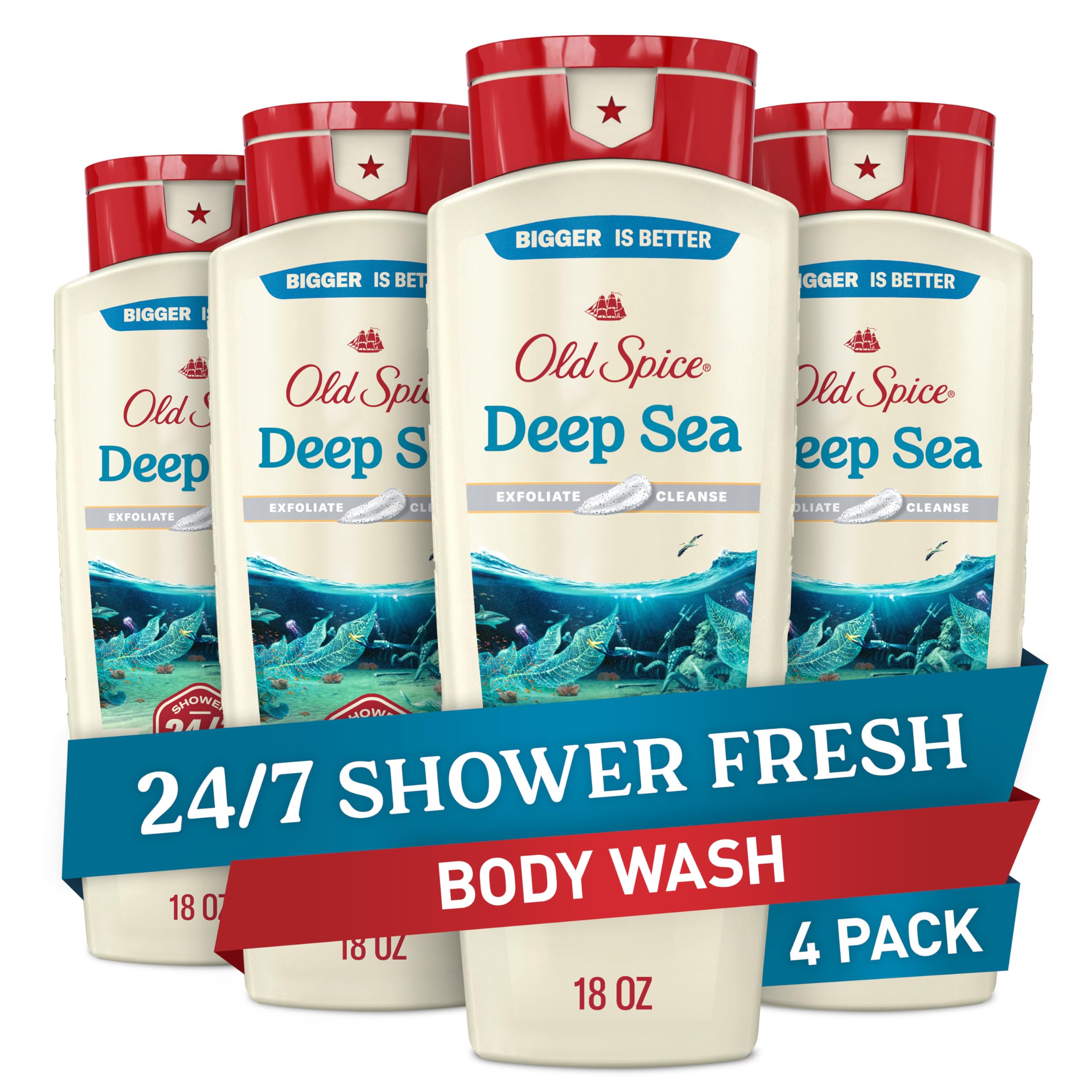 Old Spice Deep Cleanse bottle pour for quick, refreshing cleanse after workouts.