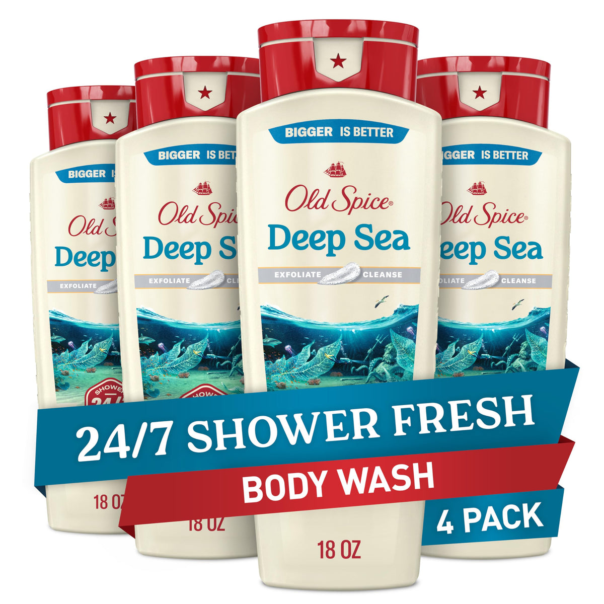 Old Spice Deep Cleanse bottle pour for quick, refreshing cleanse after workouts.