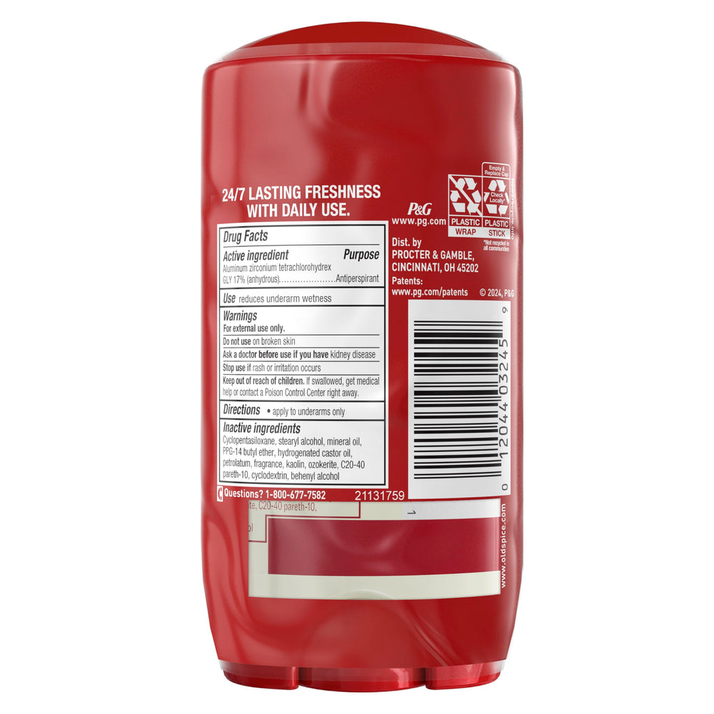 Old Spice Dry Feel texture close-up illustrates a smooth, quick-dry formula.