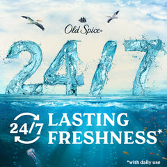 Old Spice Exfoliating particles scrub smooths skin after workouts.