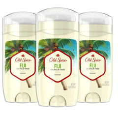 Old Spice Fiji bottle with palm-tree focus, delivering tropical freshness for daily wear.